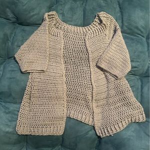Crocheted Grey Short Sleeve Cardigan 🧶 | In Good Condition Fits Size S/M